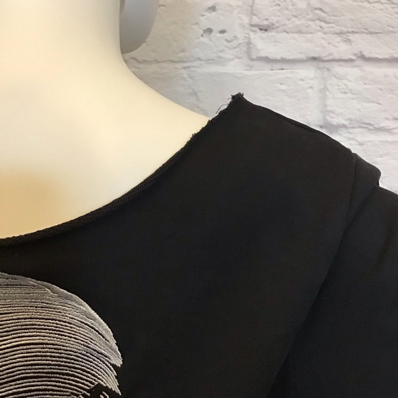 BLVCK Paris XS Skull Sweatshirt Women’s Black Hand Cropped Neckline Embroidered - Picture 6 of 9